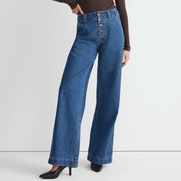Madewell Denim - Madewell Blue Wide Leg Button-Fly Jeans Size 26